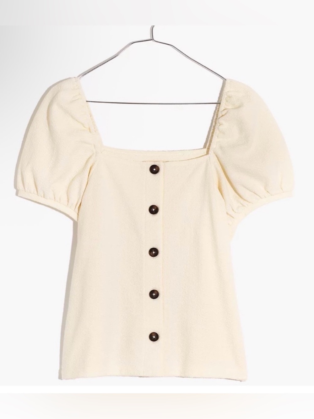 NWT Madewell Jacquard Square Neck Cream Puff Sleeve Top
